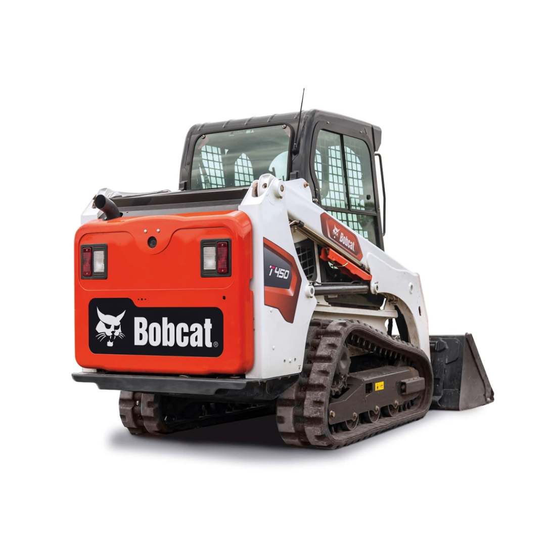 Bobcat compact track loader rental in action on muddy terrain